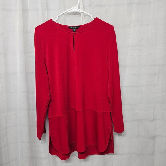 Lauren Ralph Lauren Blouse Red Minimalist Casual Office XL - Picture 7 of 10